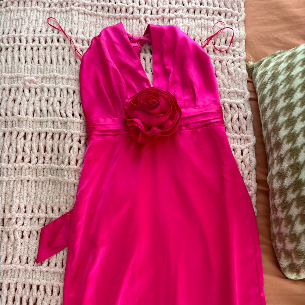 Hot pink new silk dress . Tag is still attached